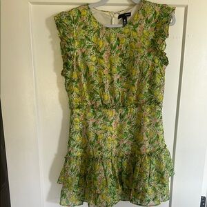 Aqua Green Sleeveless Sundress Casual with yellow lemons